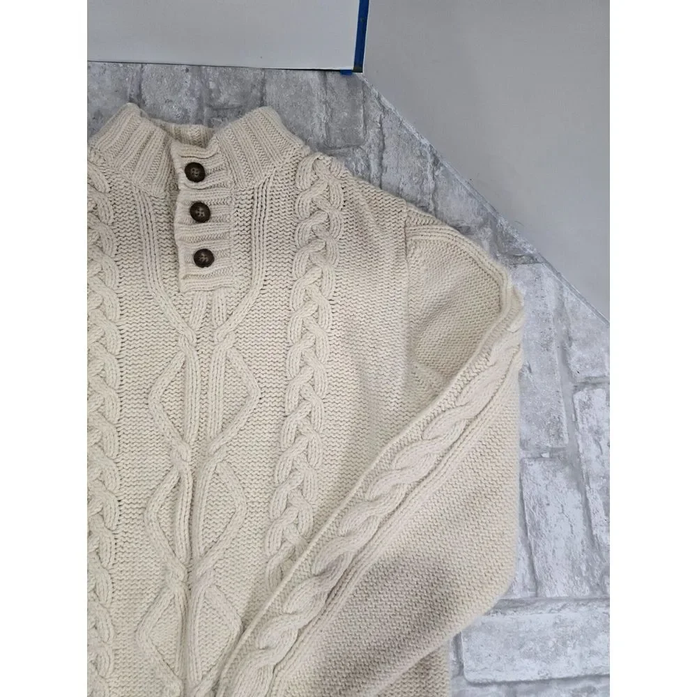 Wool Blend Cable Knit Off‎ White 14/16 Osh Kosh Knit Sweater 1/4 Button